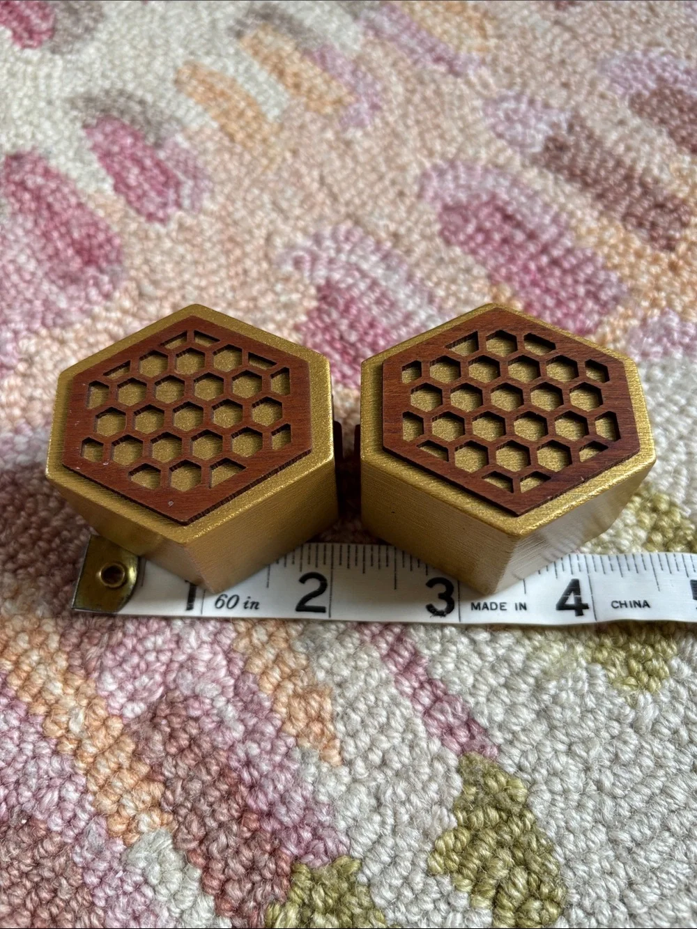 Honeycomb Wooden Hexagon Shaped salt + pepper shakers set modern design